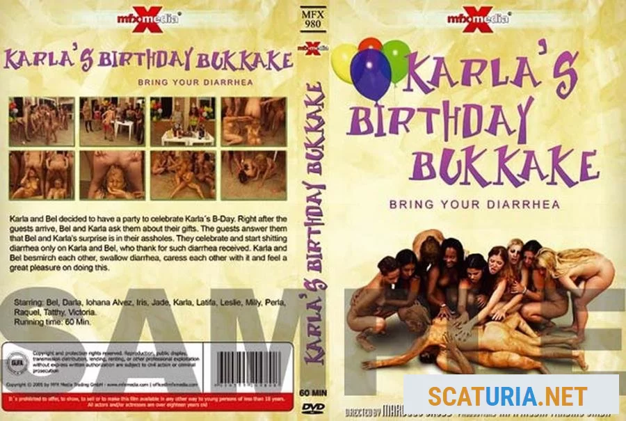 Karla, Bel, Victória, Jade, Perla, Raquel, Latifa, Iohana Alvez, Iris, Darla, Milly, Leslie, Tatthy - Karla's Birthday Bukakke - Bring Your Diarrhea (DVDRip / 446 MB)  2024