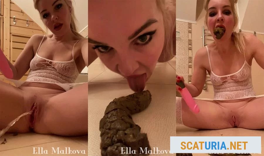 Scat Ella / Ella Malova - Masturbating and Licking Shit (UltraHD 2K / 440 MB)  2024