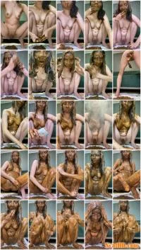 PooGirl - Сrazy scat 2 piles of head and body, smoking (UltraHD 2K / 2.12 GB) - ScatUria