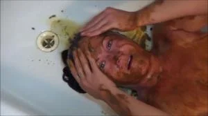 Self Enema With Whipped Cream (FullHD 1080p / Solo, Spitting)