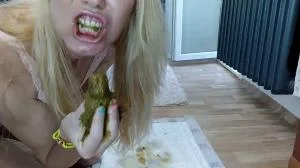 Eating Pooo (FullHD 1080p / Defecation, Solo, Blonde)